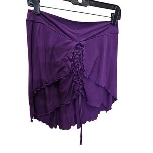 Purple Spark Skirt Ruffle Trim High Low Hem Festival‎ Party Layered L Adjustable